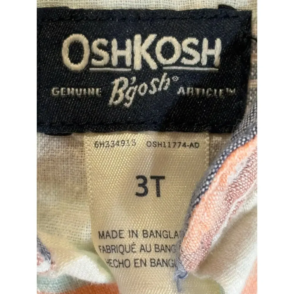 OshKosh Boys Striped Short Sleeve Button Down Shirt, Sz 3T, NWT